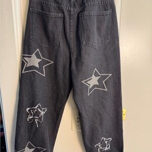 Star Patterned Black Jeans